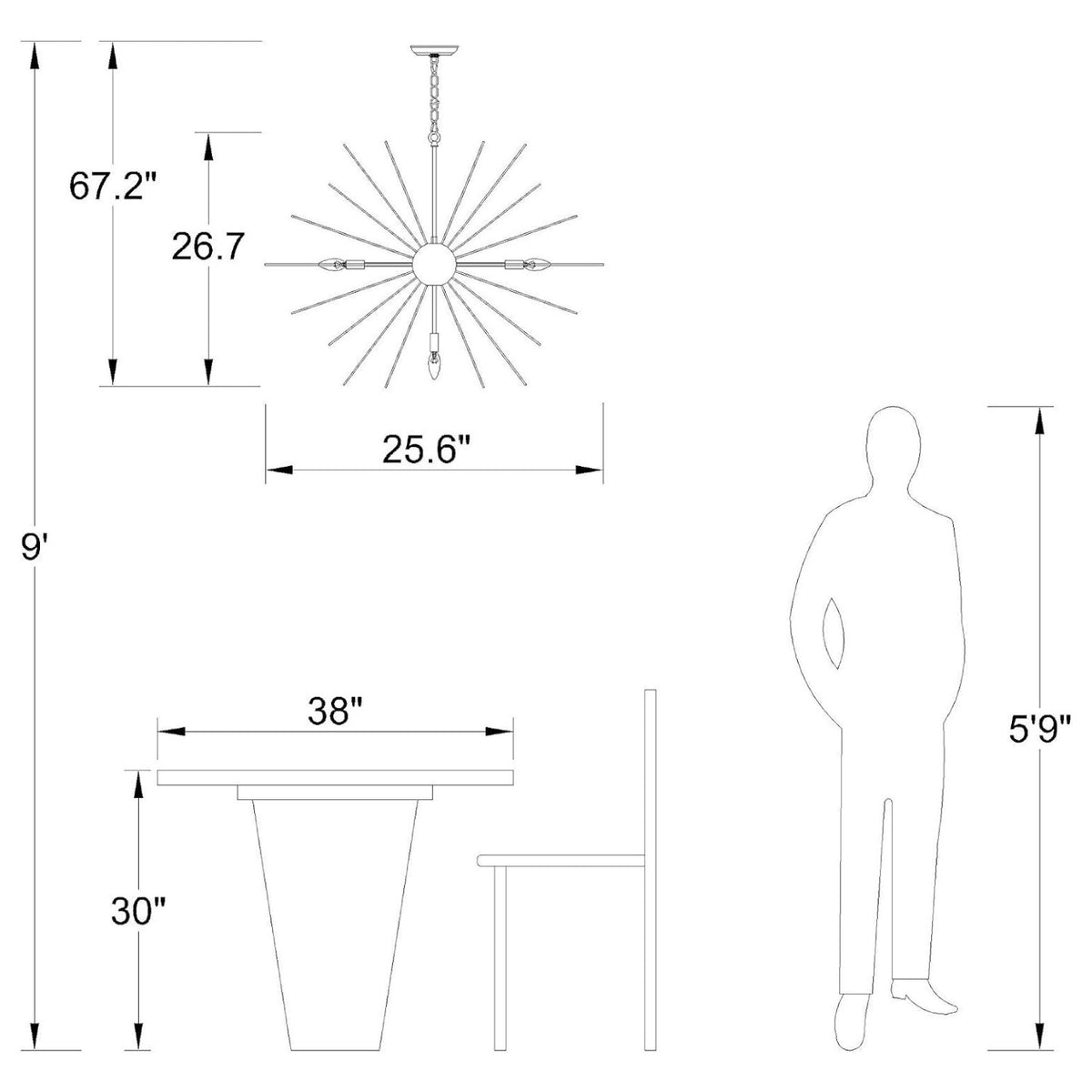 Modern European furniture - Modern Black and Gold 7-Light Sputnik Chandelier - www.oroa.com