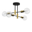Modern Gold and Black 4-Light Sputnik Chandelier by OROA