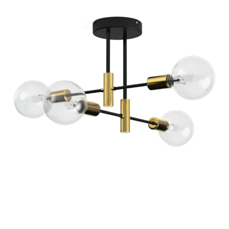Modern Gold and Black 4-Light Sputnik Chandelier by OROA
