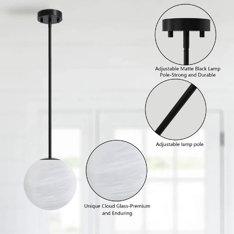 Modern European furniture - Single Moon Globe Pendant Light with Clouded Glass - www.oroa.com