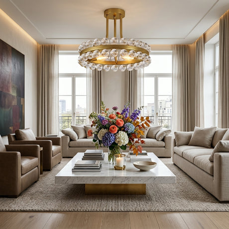Brushed Brass Crystal Ball Chandelier | OROA