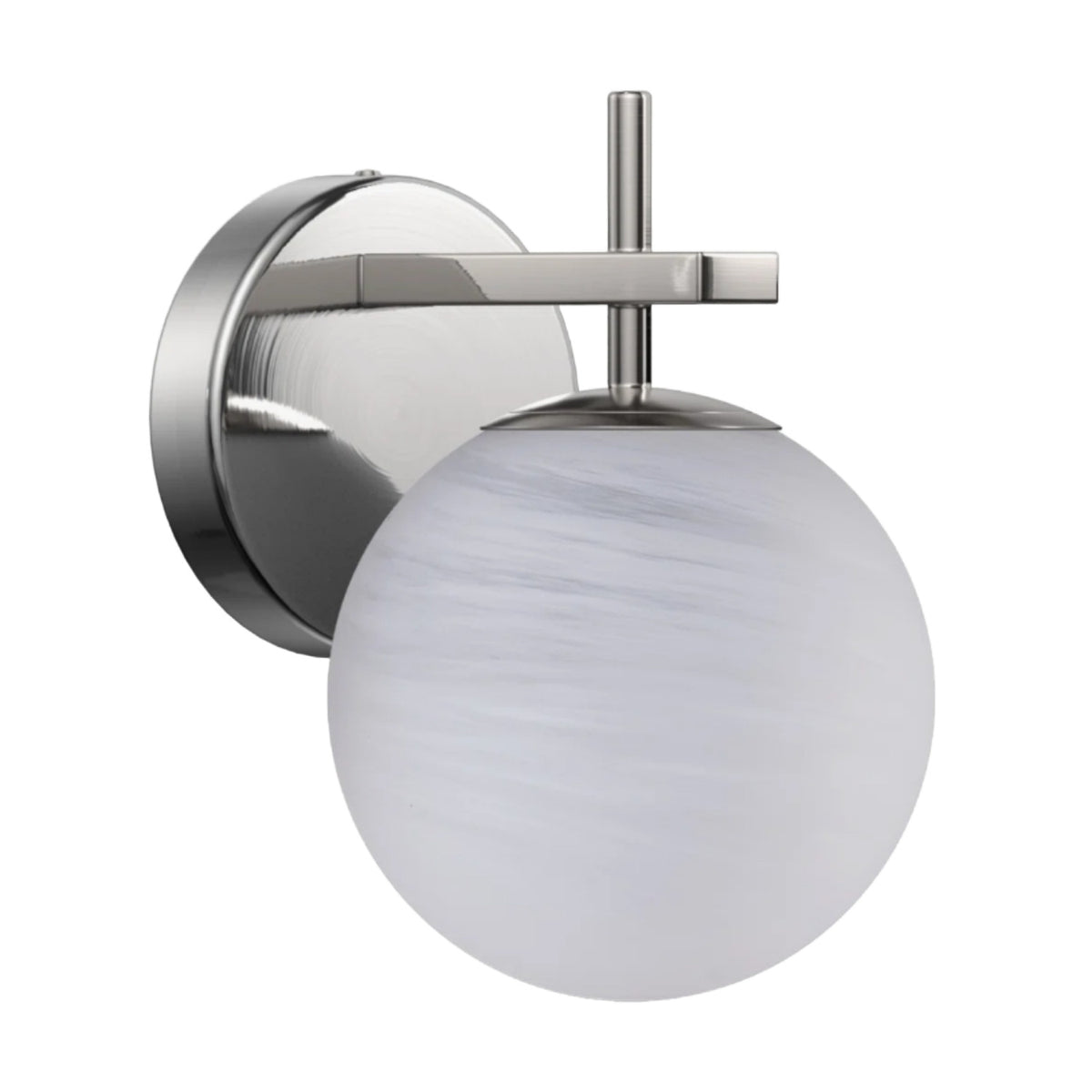1-Light Silver Frosted Glass Wall Lamp | OROA