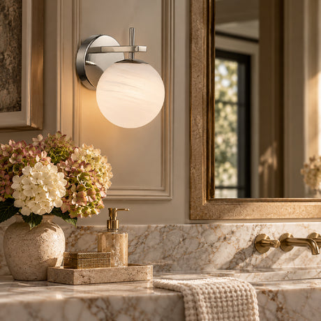 1-Light Silver Frosted Glass Wall Lamp | OROA