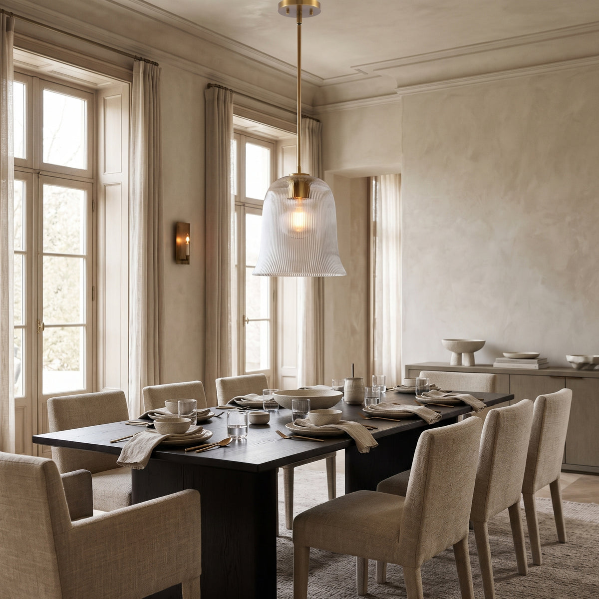 Modern European furniture - Modern Metal and Glass Bell Pendant Light - www.oroa.com