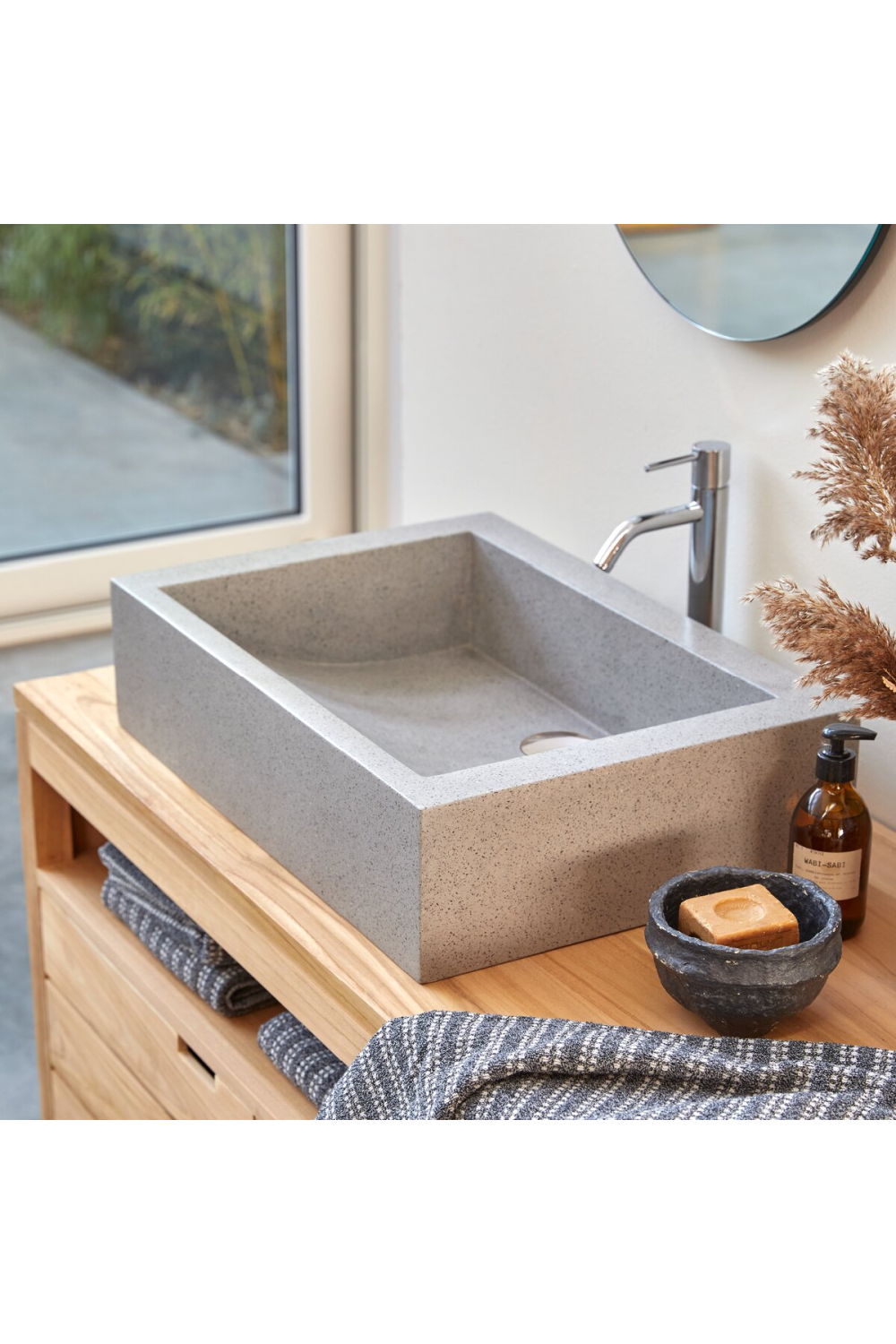 Gray Terrazzo Bathroom Sink | Tikamoon Pegase | OROA.COM
