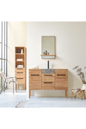 Solid Teak and Marble Vanity Unit | Tikamoon Slats | Oroa.com