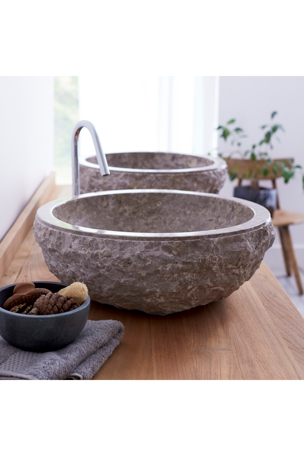 Gray Marble Bathroom Sink | Tikamoo Scrula | OROA.COM