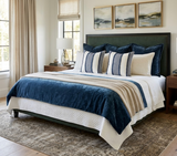 Tulum Casement Embroidered Pillow Cover in Blue, Schumacher Textiles
