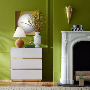 White Glass 3-Drawer Chest | Jonathan Adler Torino | Oroa.com