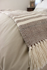 Camel Stripes Wool Blend Blanket