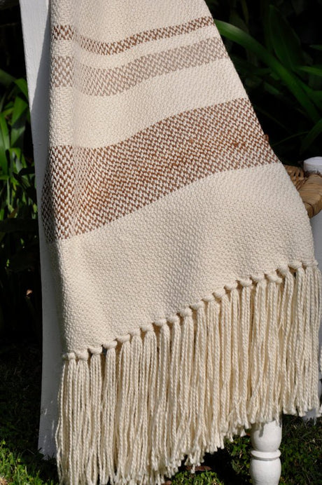 Striped Wool Blend Blanket | Homelosophy Camel