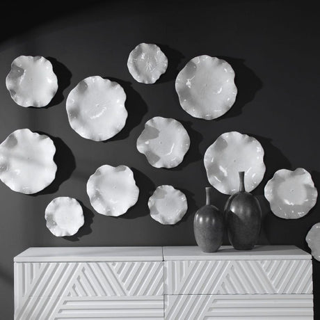 Ceramic Flowers Indoor/Outdoor Wall Decor Set (3) | Uttermost Abella