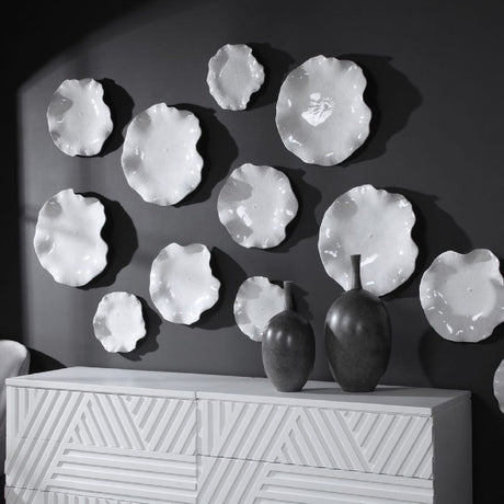 Ceramic Flowers Indoor/Outdoor Wall Decor Set (3) | Uttermost Abella