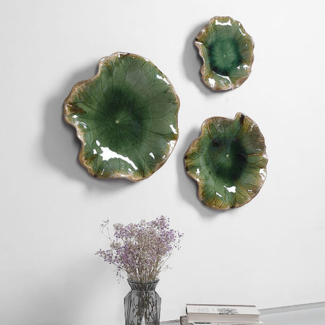 Ceramic Flowers Indoor/Outdoor Wall Decor Set (3) | Uttermost Abella