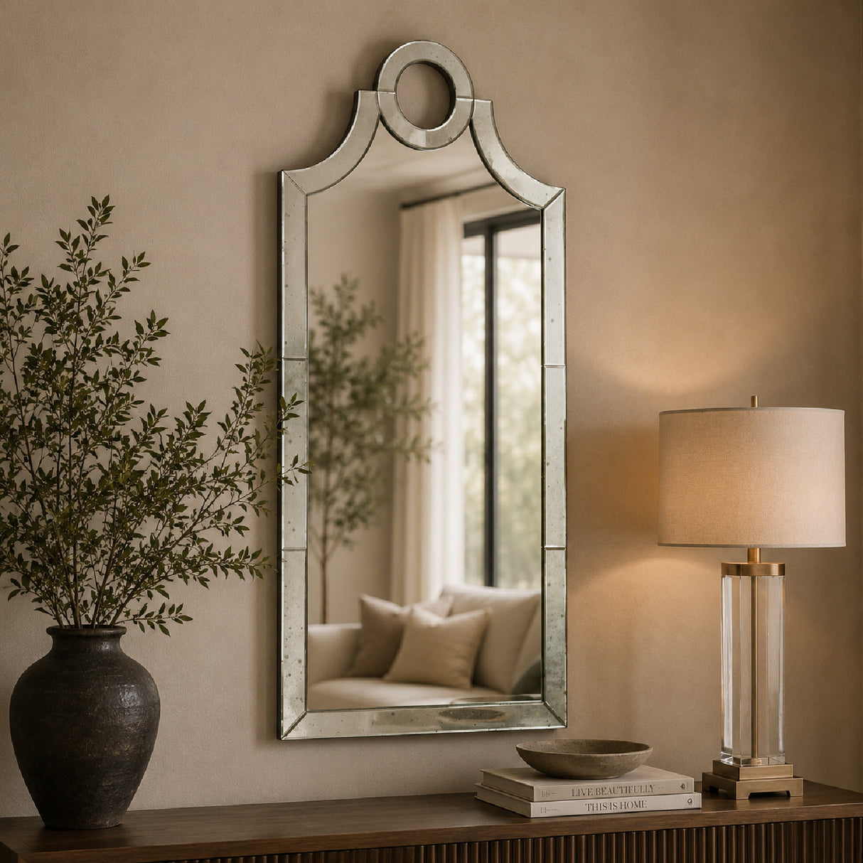Modern European furniture - Arched Beveled Mirror - www.oroa.com