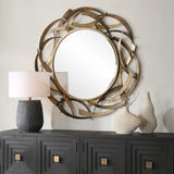Modern European furniture - Bronze Framed Round Mirror - www.oroa.com