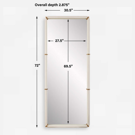 Modern European furniture - White Shagreen Leather Mirror - www.oroa.com