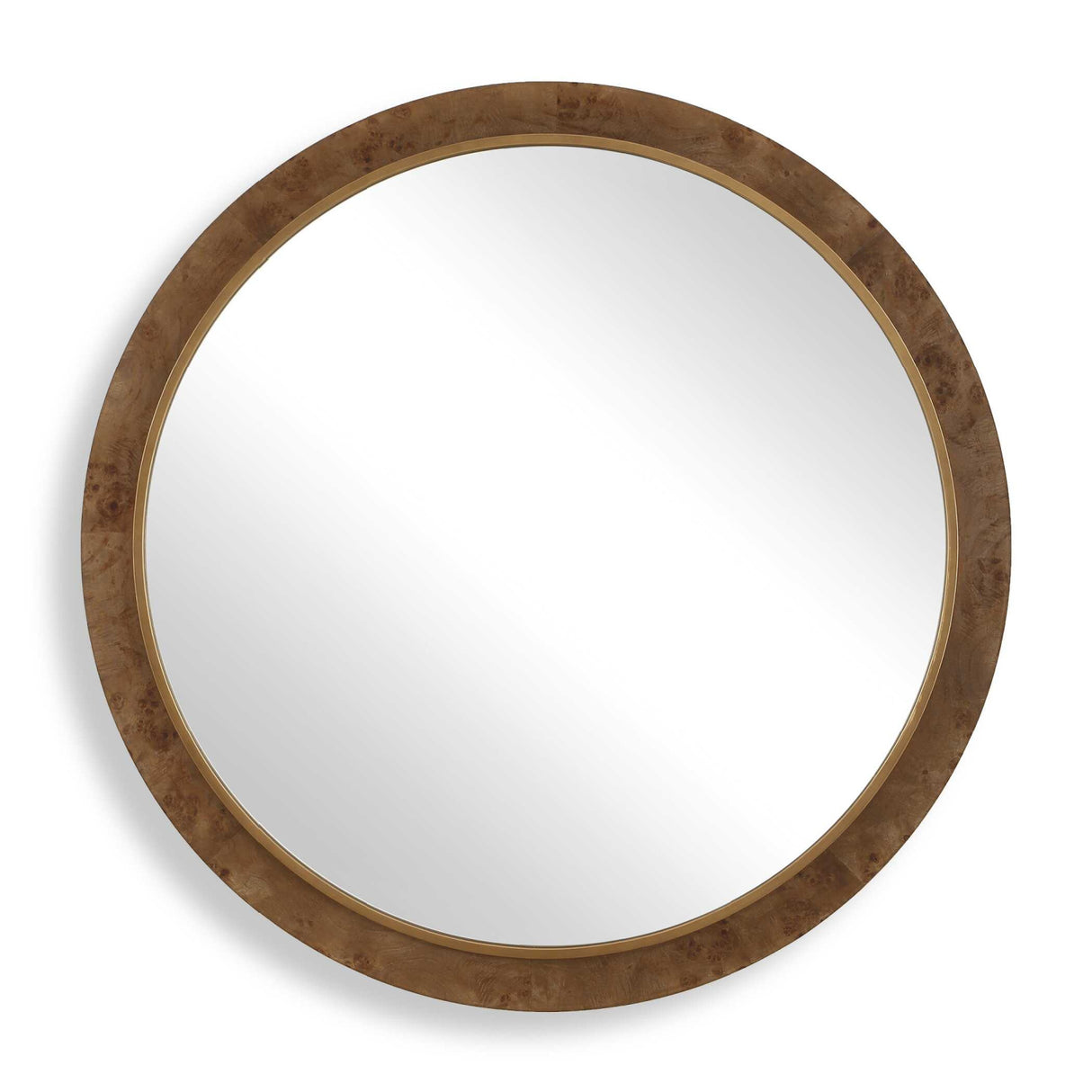 Modern European furniture - Burl Veneer Round Mirror - www.oroa.com