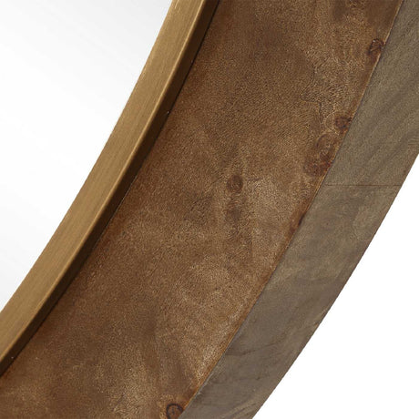 Modern European furniture - Burl Veneer Round Mirror - www.oroa.com