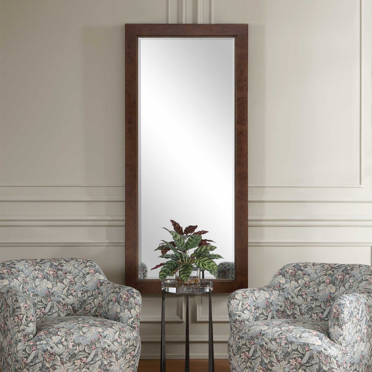 Modern European furniture - Burl Veneer Tall Mirror - www.oroa.com