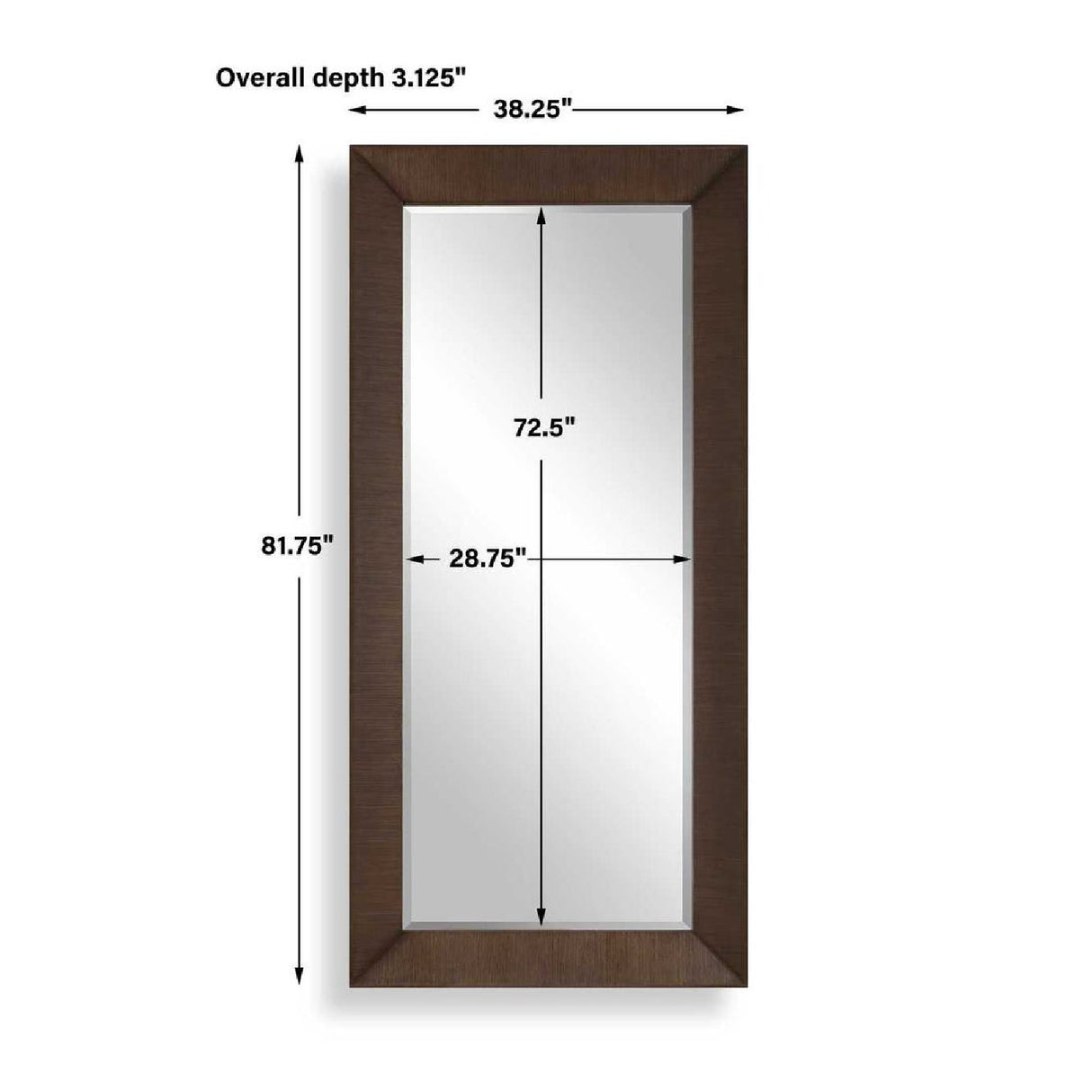 Modern European furniture - Natural Walnut Veneer Tall Mirror - www.oroa.com
