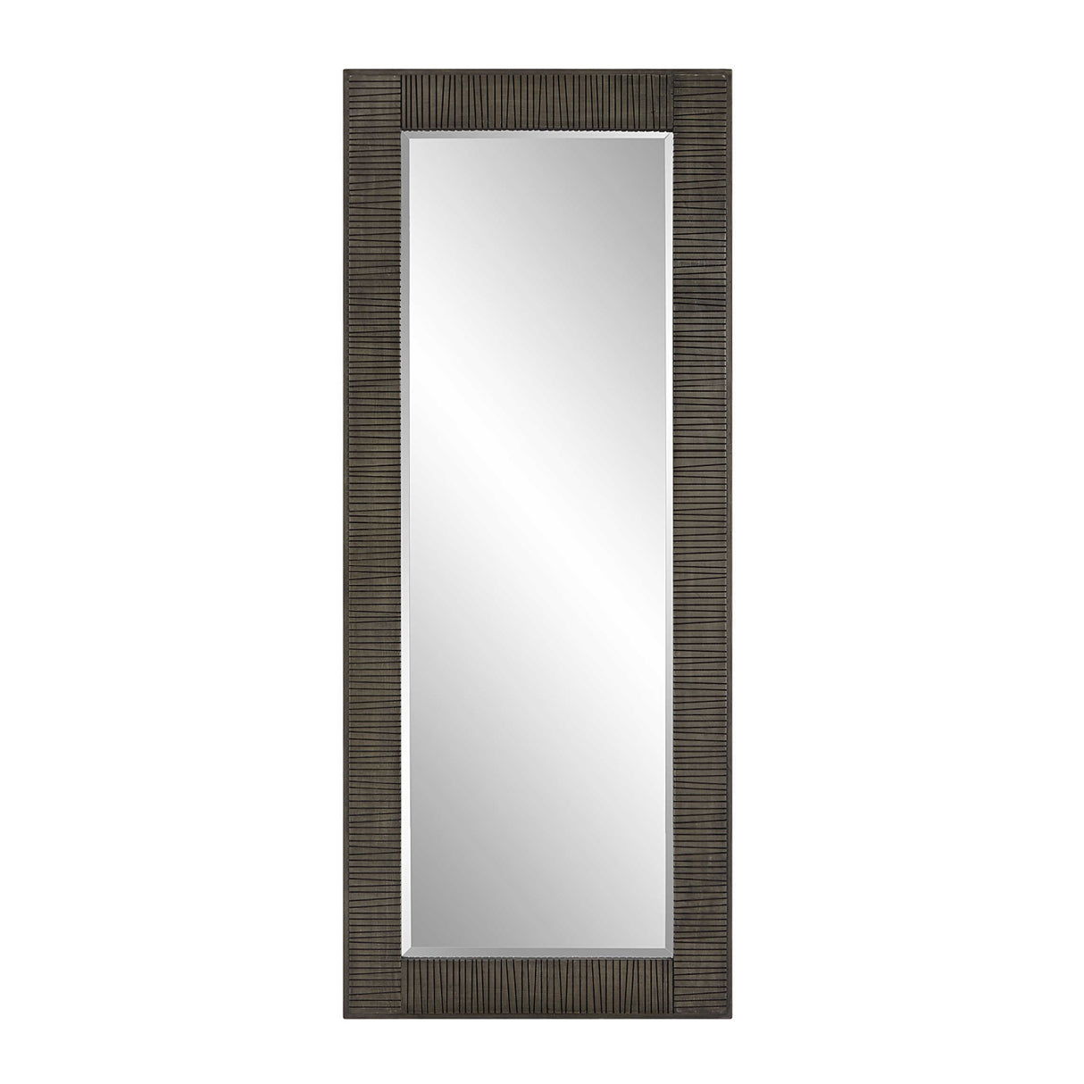 Modern European furniture - Channeled Gray Wood Mirror - www.oroa.com