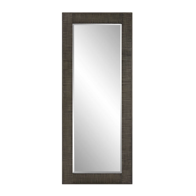 Modern European furniture - Channeled Gray Wood Mirror - www.oroa.com