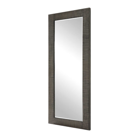 Modern European furniture - Channeled Gray Wood Mirror - www.oroa.com