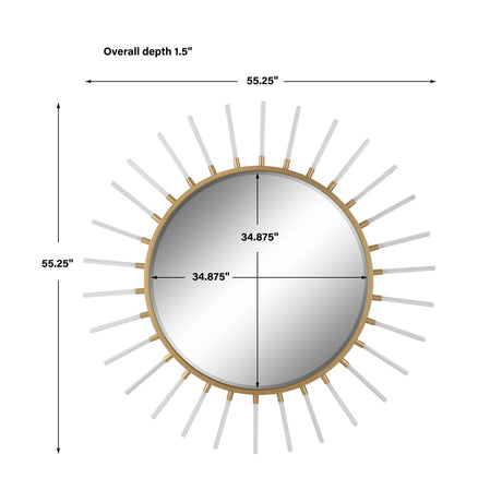 Modern European furniture - Gold Sunburst Round Mirror - www.oroa.com