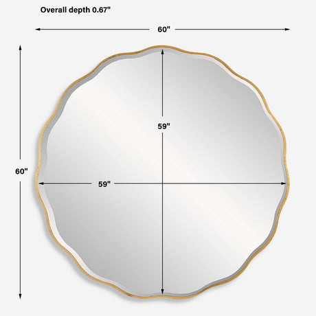 Modern European furniture - Gold Scalloped Round Mirror - www.oroa.com