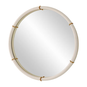 Modern European furniture - White Shagreen Leather Mirror - www.oroa.com