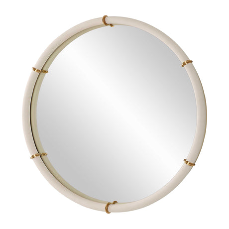 Modern European furniture - White Shagreen Leather Mirror - www.oroa.com