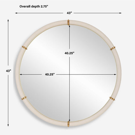 Modern European furniture - White Shagreen Leather Mirror - www.oroa.com