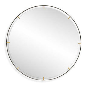 Modern European furniture - Black Iron Round Mirror - www.oroa.com
