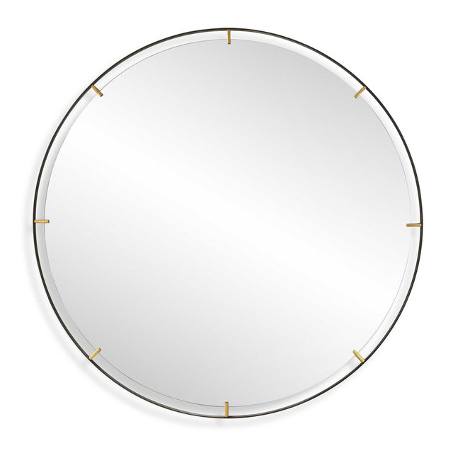 Modern European furniture - Black Iron Round Mirror - www.oroa.com