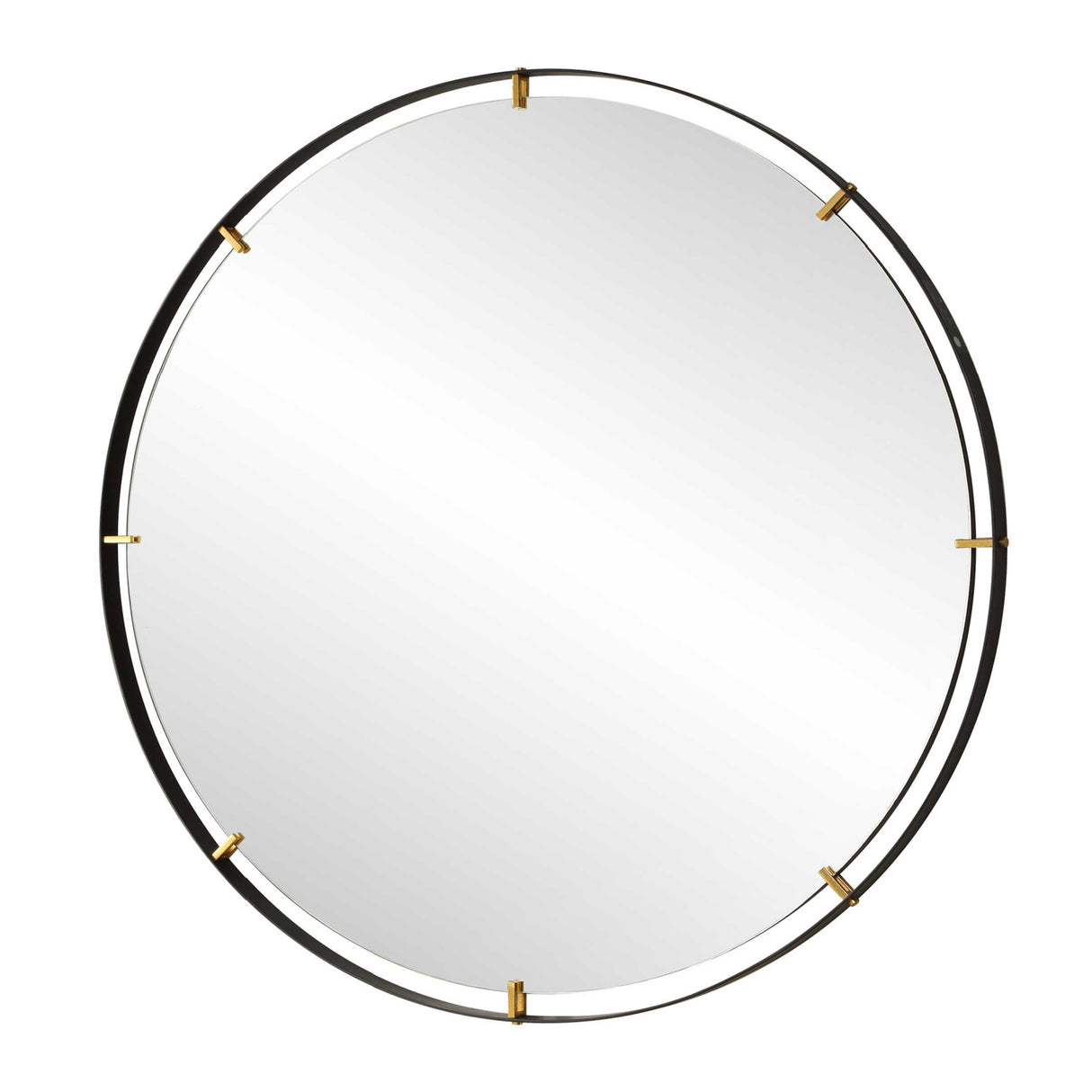Modern European furniture - Black Iron Round Mirror - www.oroa.com