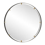 Modern European furniture - Black Iron Round Mirror - www.oroa.com
