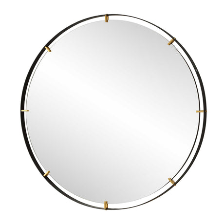 Modern European furniture - Black Iron Round Mirror - www.oroa.com
