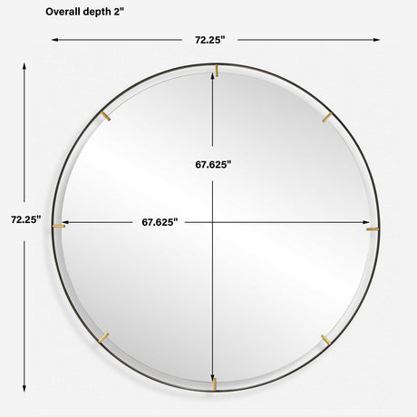 Modern European furniture - Black Iron Round Mirror - www.oroa.com