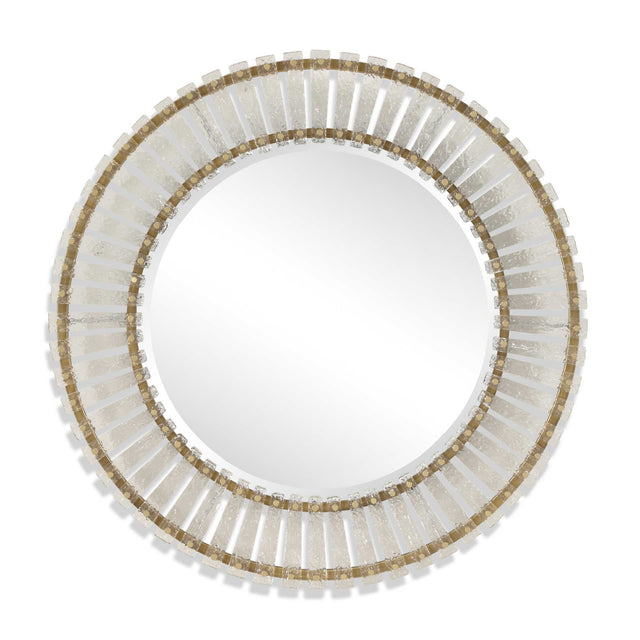 Modern European furniture - Textured Glass Round Mirror - www.oroa.com