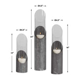 Iron & Glass Cylindrical Candleholders (3) | Uttermost Karter