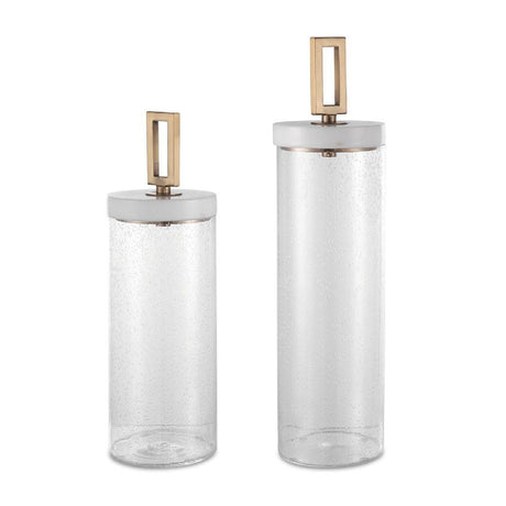 Seeded Glass Cylindrical Containers (2) | Uttermost Hayworth - www.oroa.com