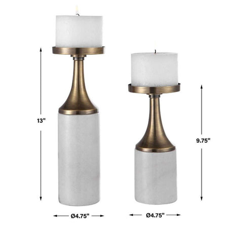 Marble & Brass Candleholders (2) | Uttermost Castiel - www.oroa.com