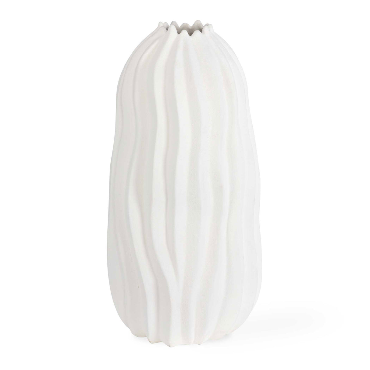 Modern European furniture - Wavy-Fluted Ceramic Indoor/Outdoor Vase - www.oroa.com