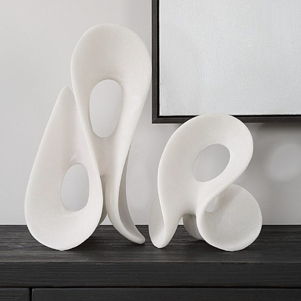 White Stone Indoor/Outdoor Sculptures (2) | Uttermost Silent Wave - www.oroa.com