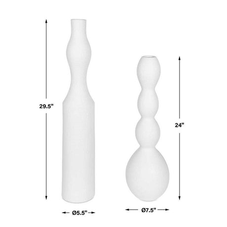 Modern European furniture - Indoor/Outdoor White Ceramic Vases (2) - www.oroa.com