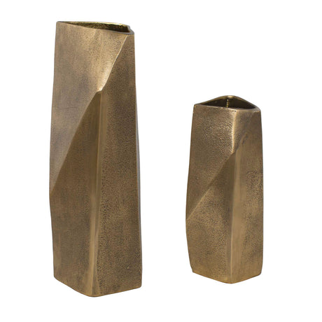 Modern European furniture - Faceted Brass Indoor/Outdoor Vases (2) - www.oroa.com