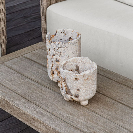 Carved Stone Indoor/Outdoor Candle Holders (2) | Uttermost Quarried - www.oroa.com