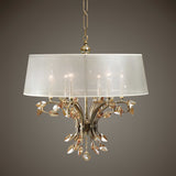 Gold Crystal Leaves 6-Light Chandelier | Uttermost Alenya