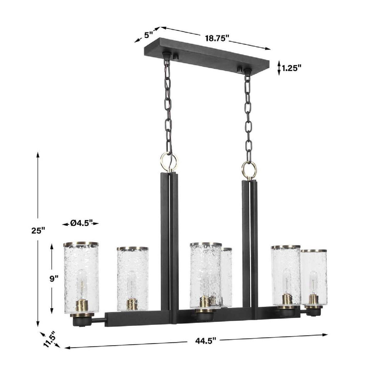 Black Framed 6-Light Island Lamp | Uttermost Jarsdel